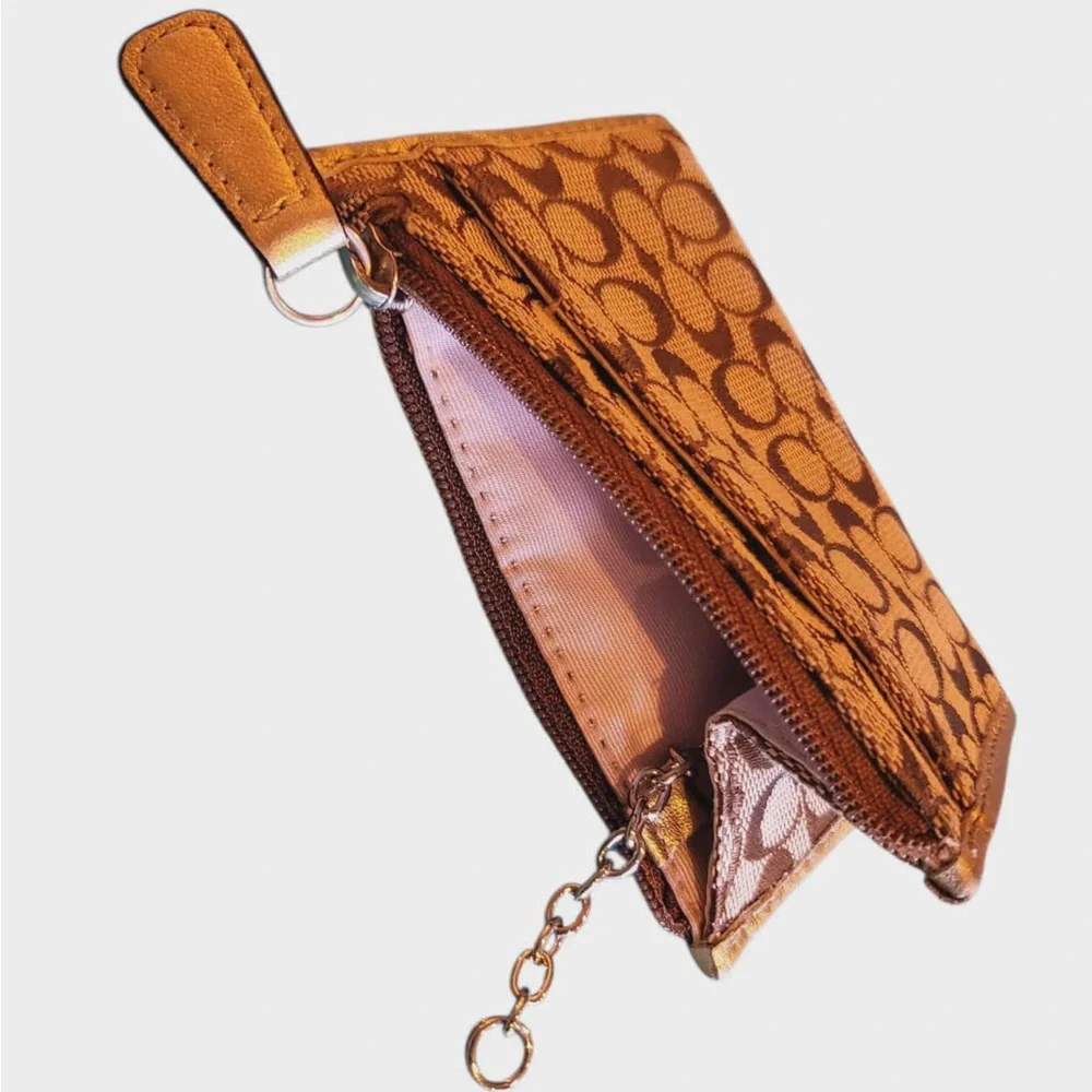 Coach Tan and Brown Signature Coin Purse - Picture 3 of 10